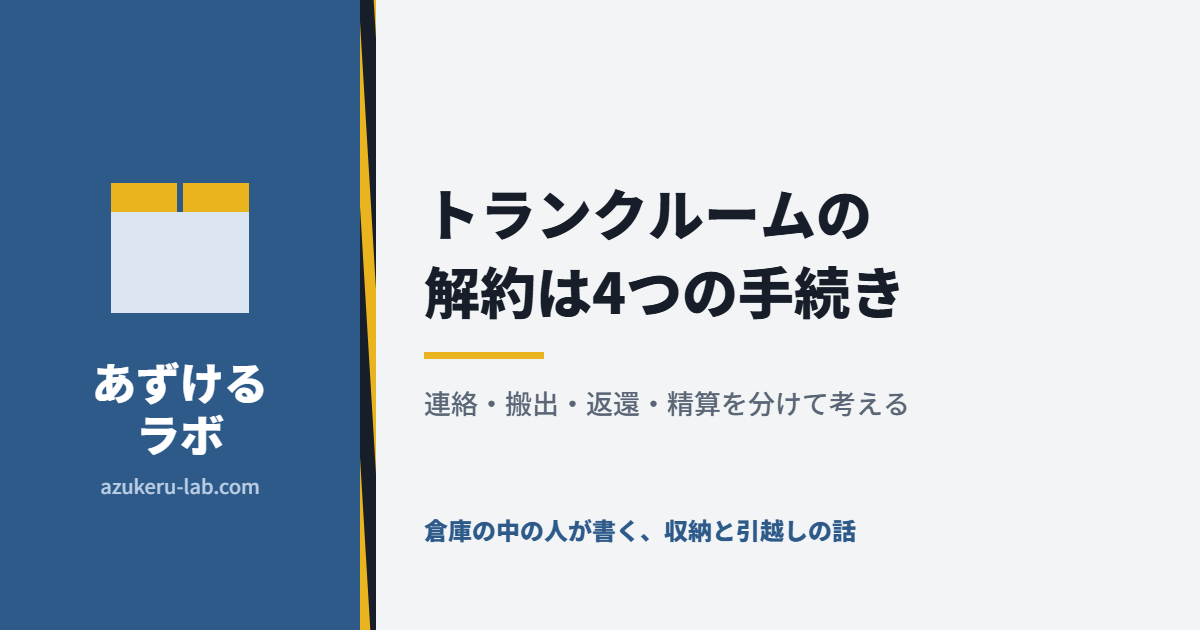 トランクルームの解約は4つの手続き。連絡・搬出・返還・精算を分けて考える。
